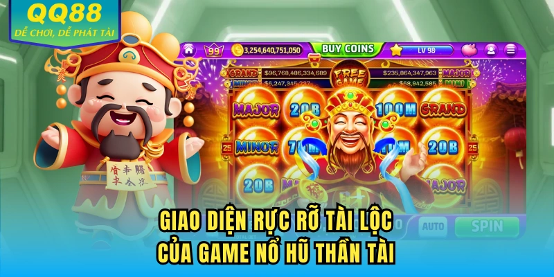 Giao diện rực rỡ tài lộc của game nổ hũ Thần Tài